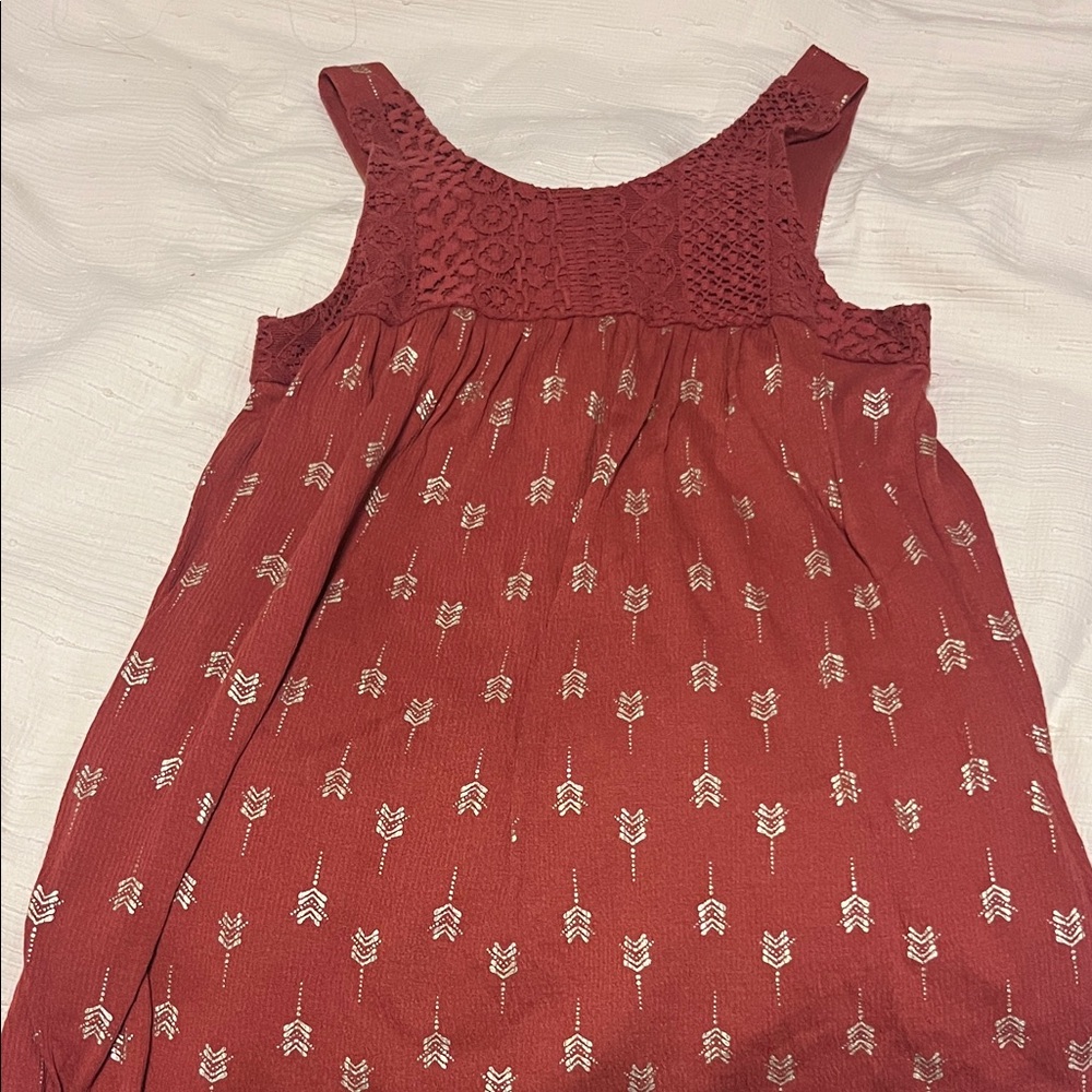 Maurices Terracotta Top with Lace Accents